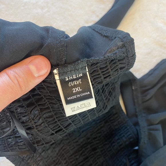 Black Cross Over Boho Style Halter Top Crop Top - Picture 8 of 9